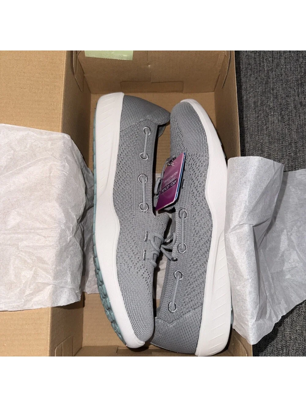 Skechers Women’s 10 Gray Newbury St Preppy Gal Gray Walking Slip On New In Box